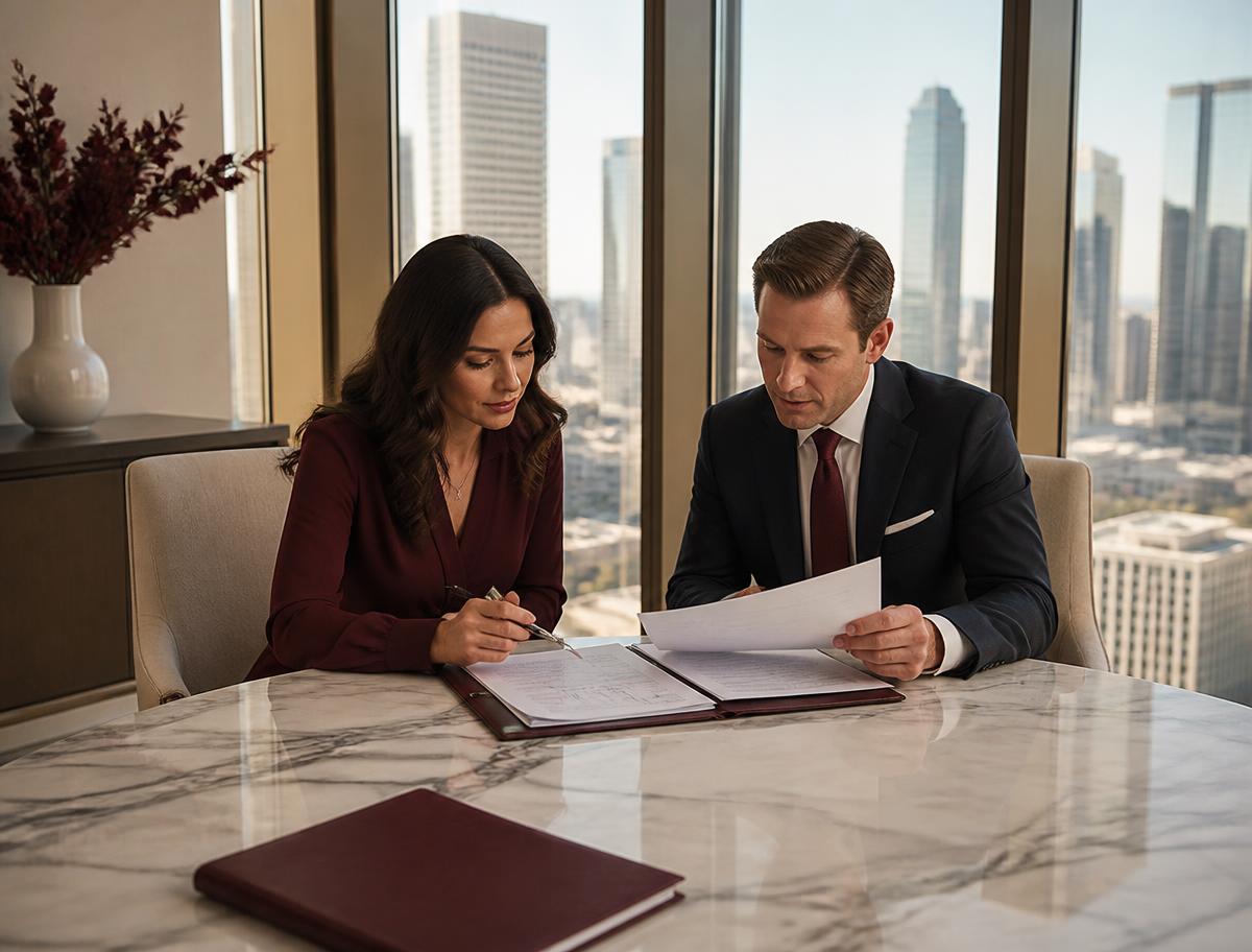 Howard CPA professionals reviewing financial documents in a Houston office